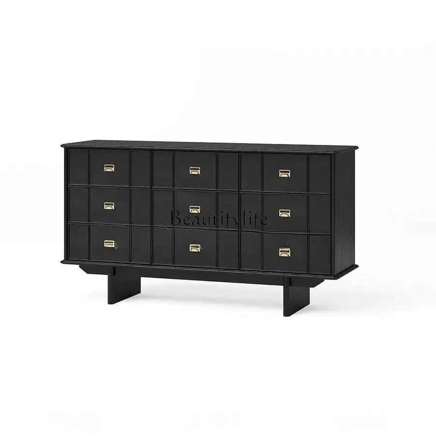 

ls 42French retro solid wood antique living room black porch cabinet bedroom storage side cabinet
