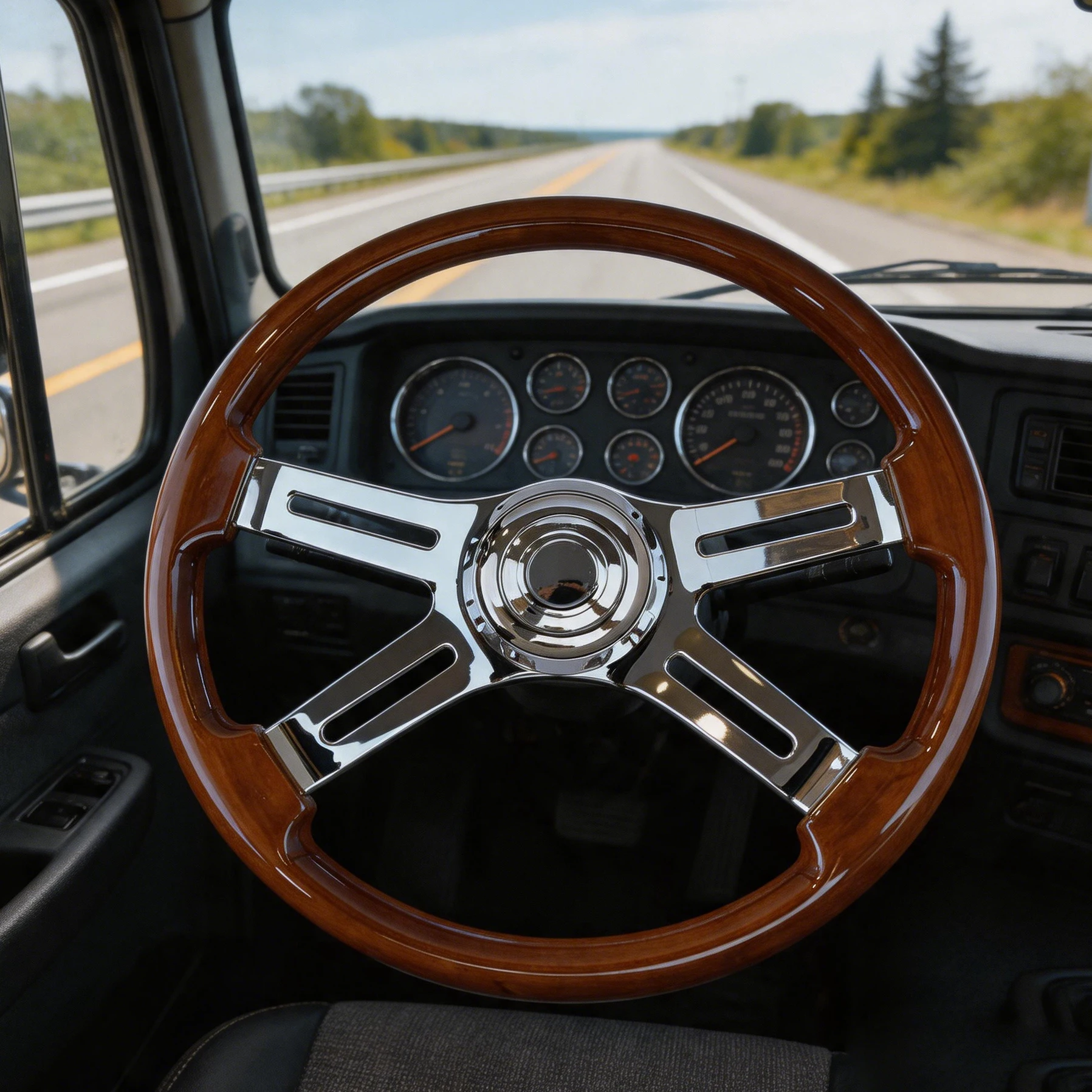 450mm Solid Wood Racing Steering Wheel 17.7 inch Truck Modified Steering Wheel Heavy Truck car Steering Wheel Wholesale