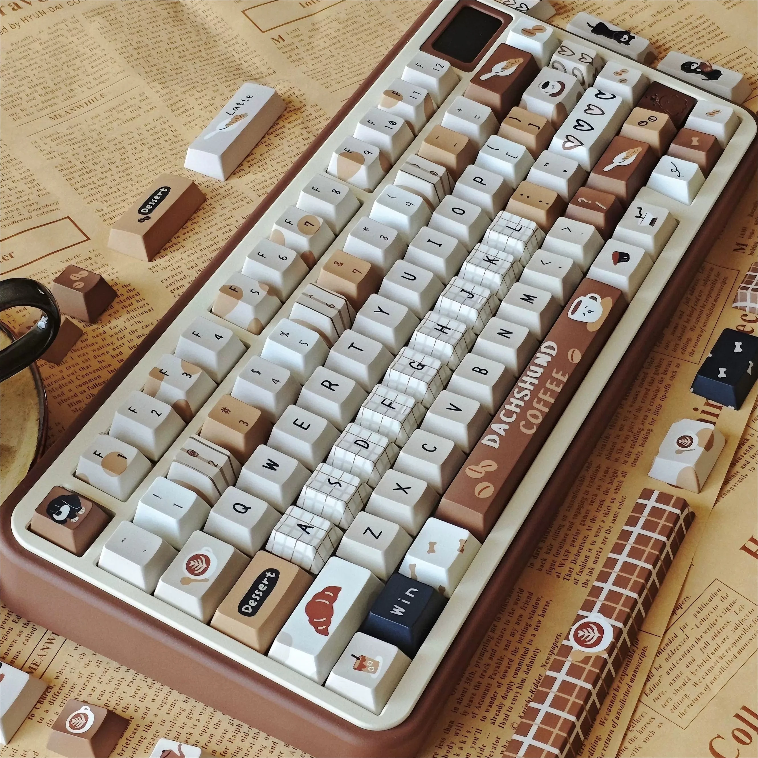 MAIMOOO Sausage American Keycaps Cherry PBT Thermal Sublimation Customized Keyboard Retro Brown Coffee DIY Keycap 140keys