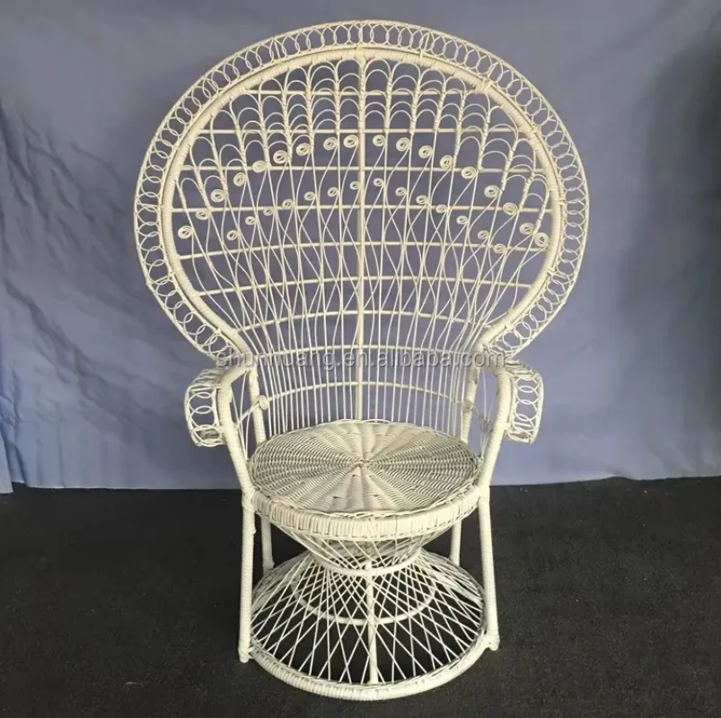 Hot Sale High Back Rattan Peacock Chair Outdoor Rattan Garden Chair Balcony Leisure Princess Chair