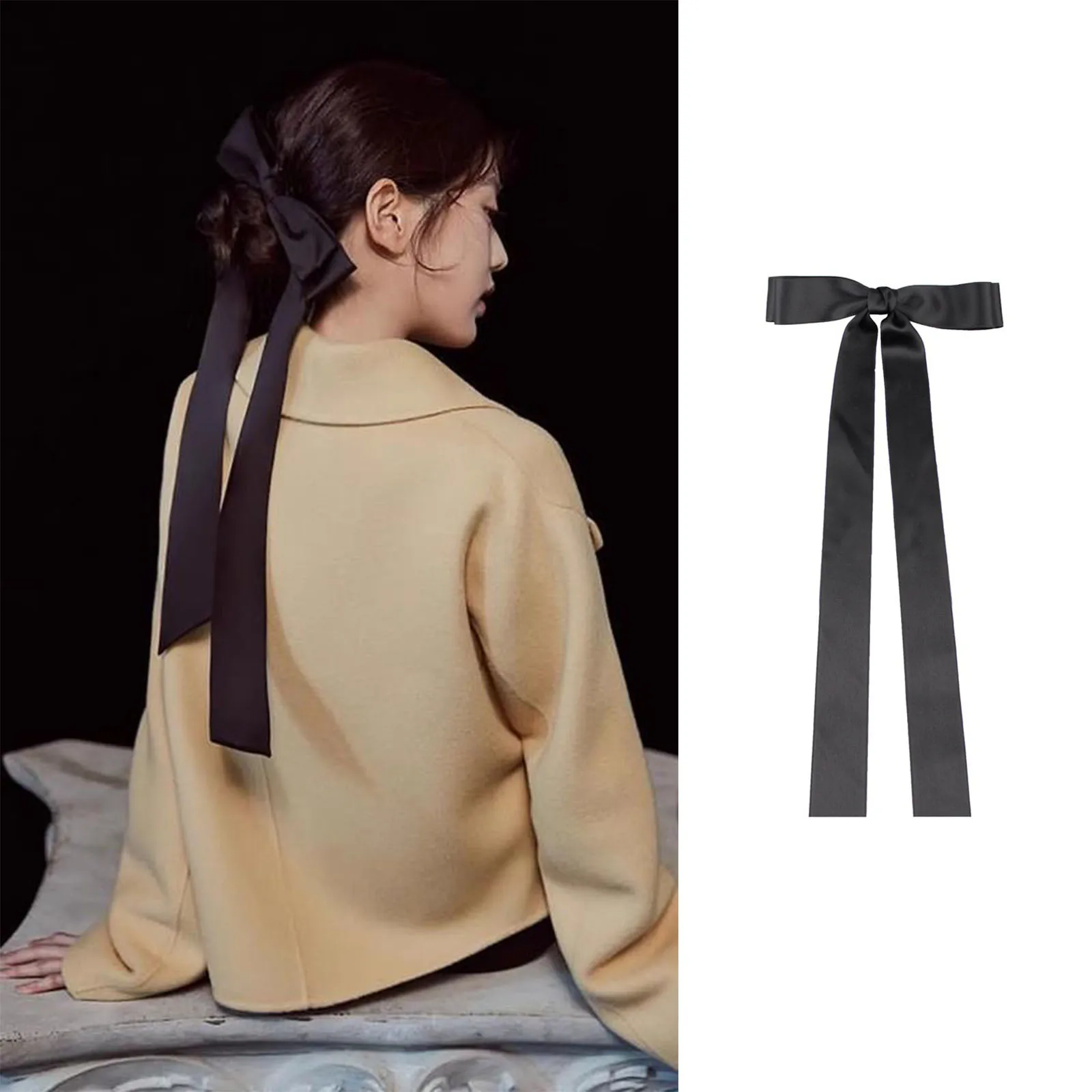 

Jang WonYoung Same Style Bow Long Ribbon Hair Clip Ballet Princess Ribbon Tied Hair Band Headwear Hair Accessories for Women