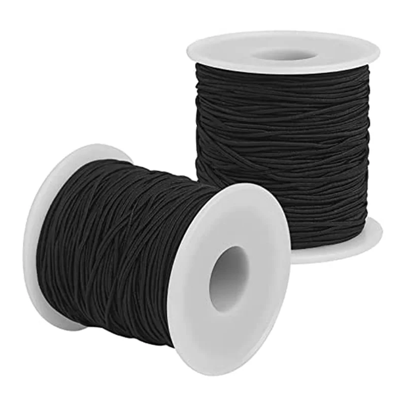 Elastic String for Bracelets Making - Black Elastic Cord 1.2mm Total 109 Yards, for Jewelry Making, Necklaces, Beading