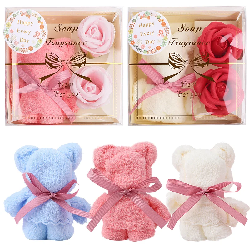 

Towel Bear Soap Flower Gift Box Set Wedding Valentine's Day Gift 2026 Mother's Day Birthday Party Baby Shower Gifts for Guests
