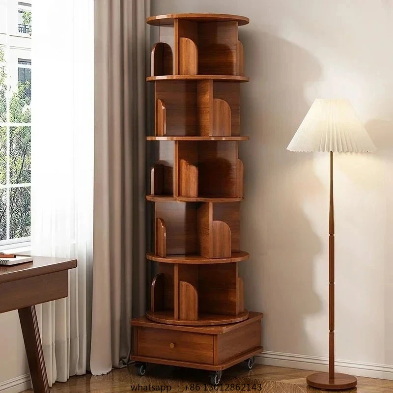 

Multi-layer Rotating Bookcases Home Student Bedroom Bookshelf Modern Living Room Furniture Simple Storage Cabinet Wooden Shelf