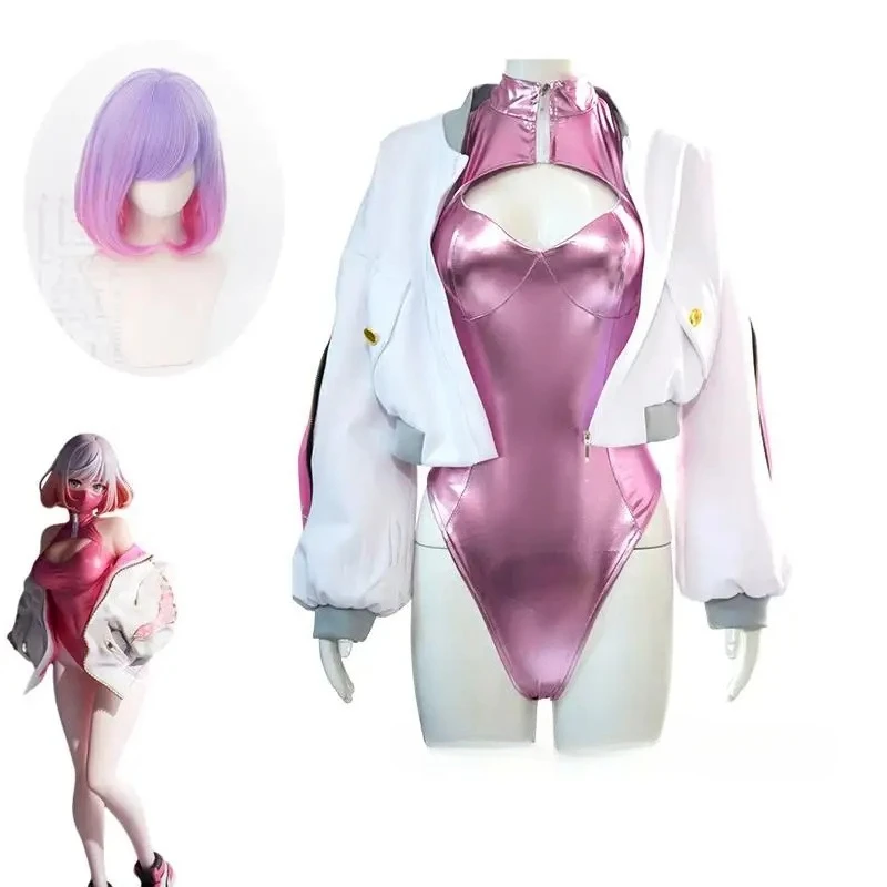 

Astrum Luna Design Mask Luna Pink Cosplay Outfit Sexy PU Hollow Out Backless Bodysuit Jacket Halloween Carnival Party Suit 2025