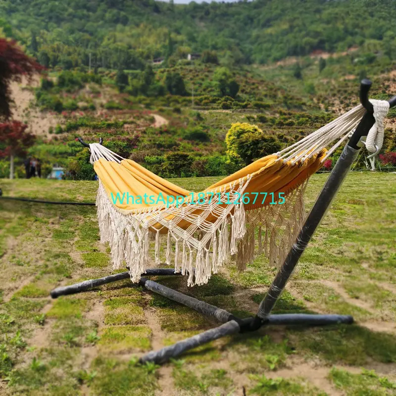 Tassel hammock black outdoor portable camping picnic anti-rollover double park outing indoor swing bracket