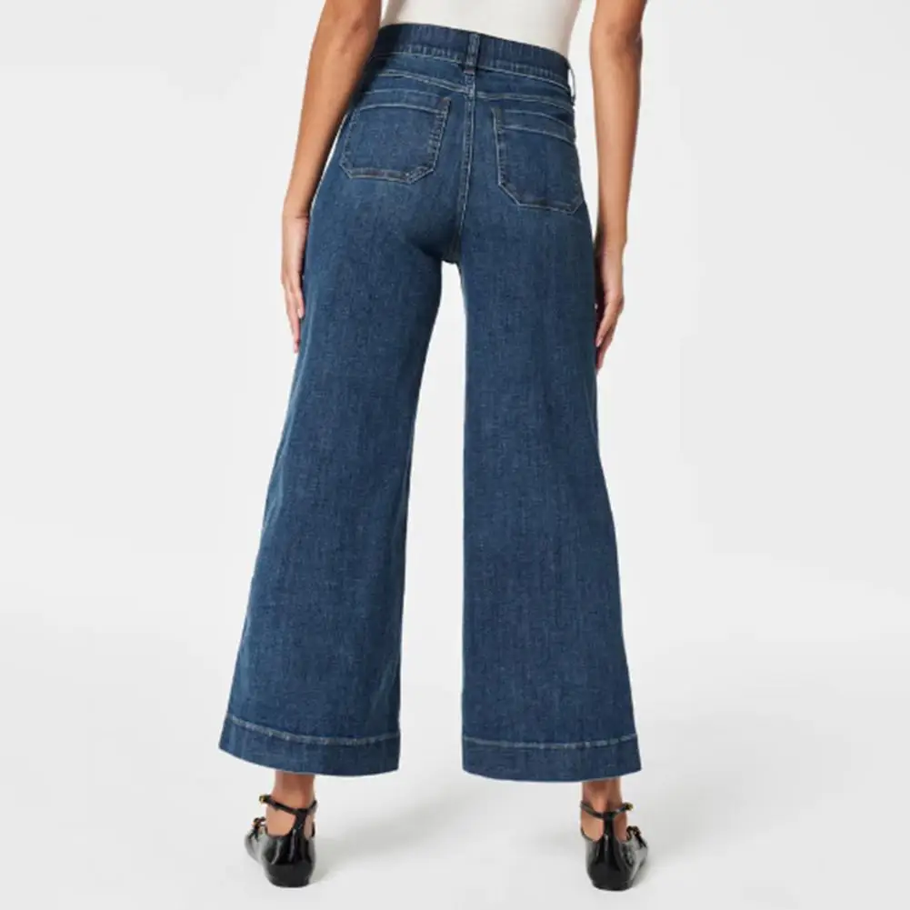 High-waisted Denim Jeans Lady Jeans Stylish High Waist Flared Hem Women's Jeans with Retro Vibes Multiple Pockets for Commute