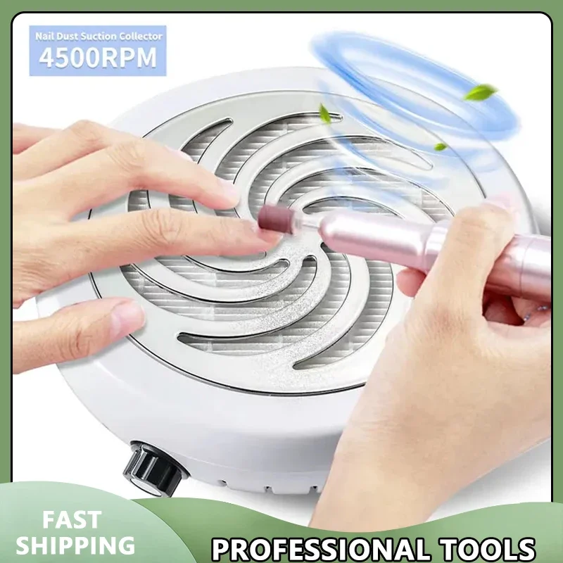 

45000 RPM Super Suction Nail Dust Collector Powerful Nails Dust Extractor Nail Art Manicure Fan Vacuum Cleaner And Filter