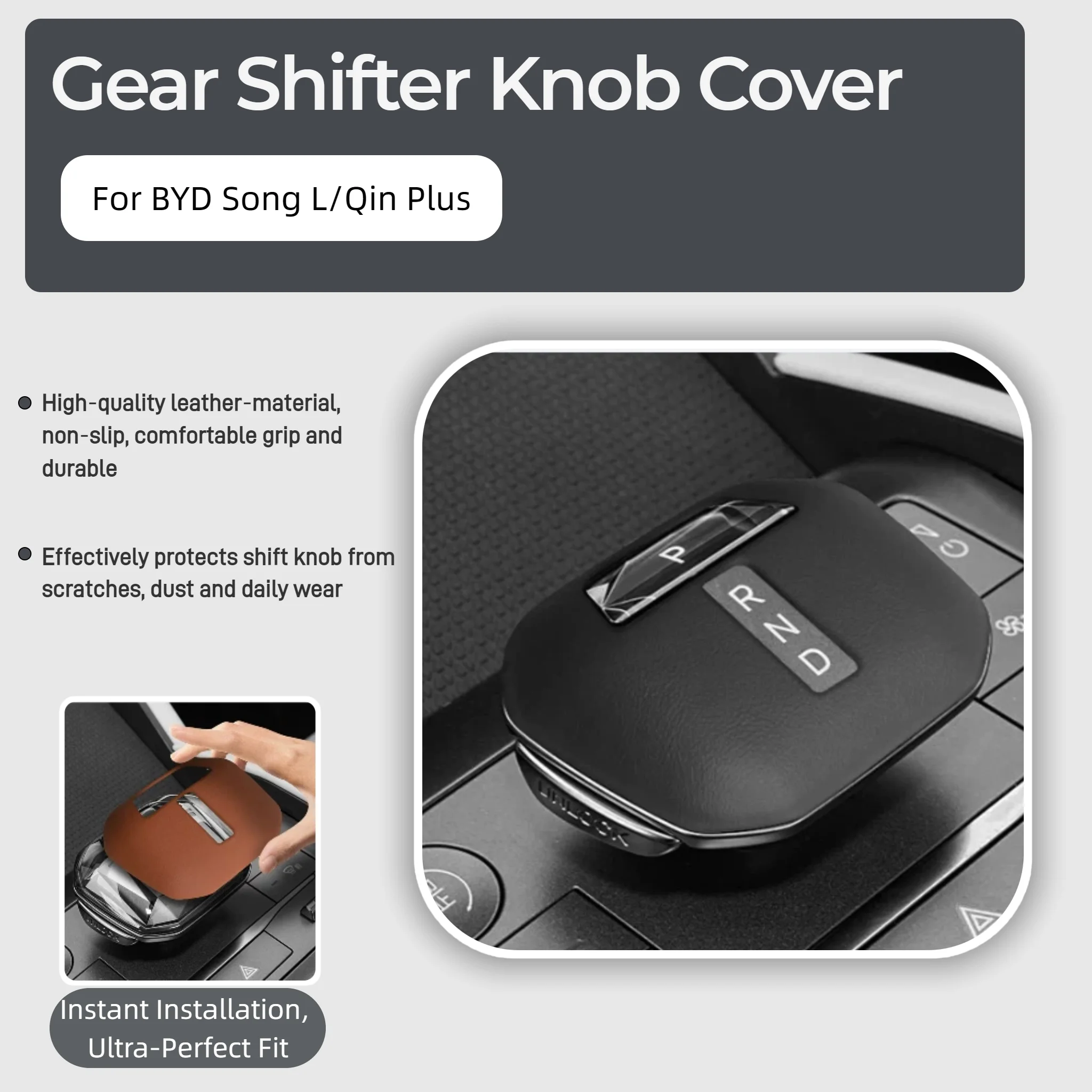 

Car Gear Shift Protective Cover For BYD Song L/Qin Plus Original Leather Center Gear Shift Knob Cover Lever Interior Accessories