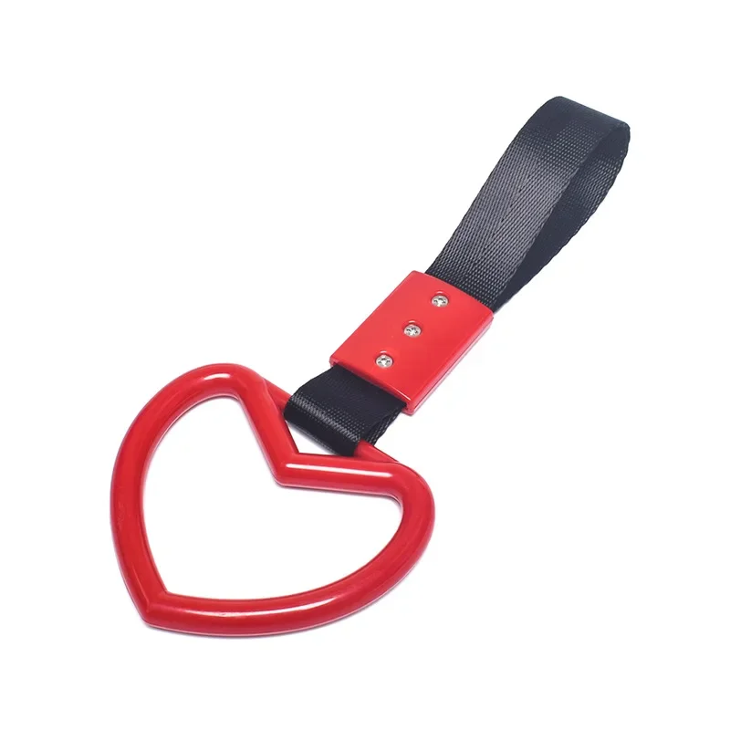 1pc Tow Rope Heart Ring Car Tow Decoration Belt Train Bus Handle Hand Strap Drift Charm Strap Drift Front Tow Hook Car Styling