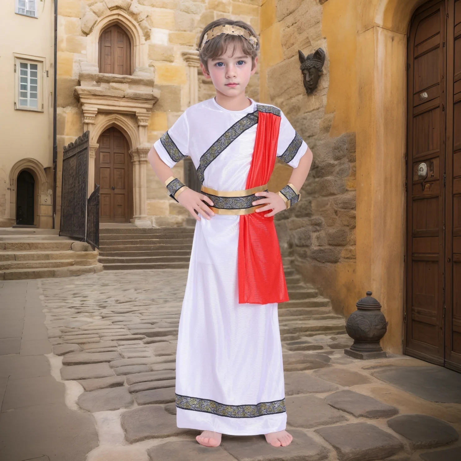 Halloween Ancient Greek God Costume Roman Outfits For Kids Boys Girls Grecian Toga Fancy Dress Up