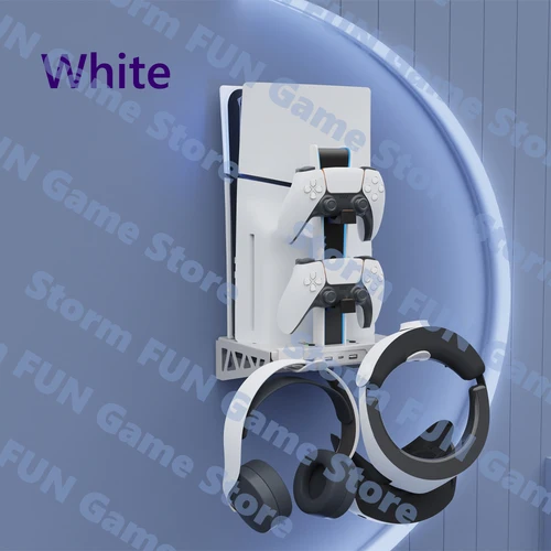 Soporte de pared con cargador de ventilador de refrigeración para accesorios PS5 Slim, soporte Vertical de estación de carga de controlador Playstation 5