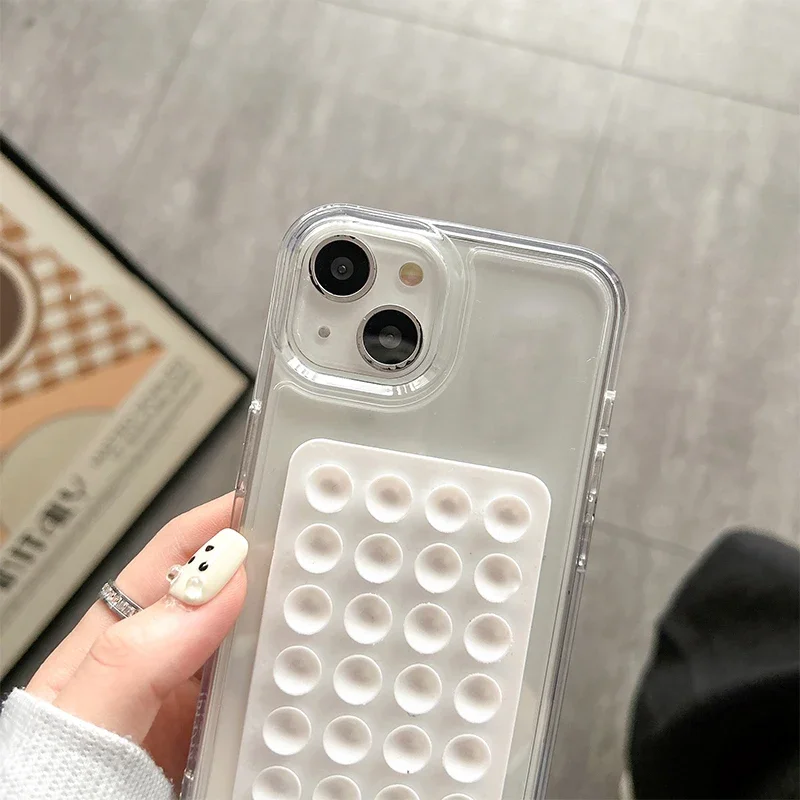 Etui z przyssawką 3D do iPhone'a 15 11 12 Pro Max XR X XS 7 8 Plus SE 2020 Etui do iPhone'a 14 13 Pro XS Max Przezroczyste Fundas — zdjęcie 4