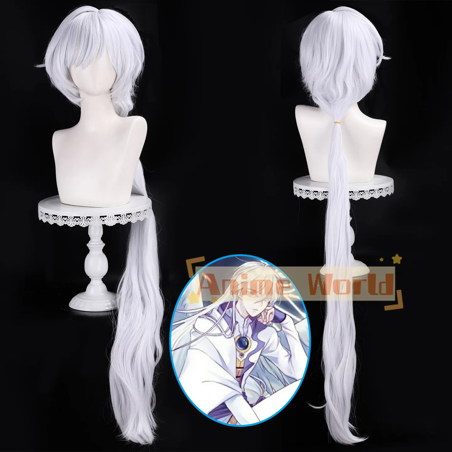 

Anime Yue Yukito Cosplay Wig Cardcaptor Sakura Clear Card Silver Long Hair Heat Resistant Fiber + Wig Cap