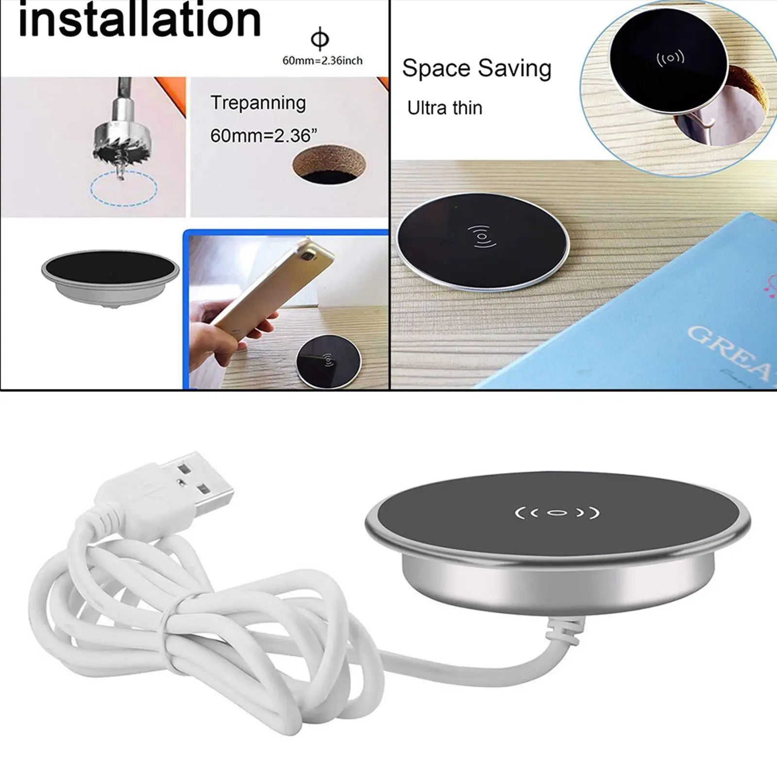 Embedded Charger ,Desktop ,Device Space Charging ,Quickly Charge , Phones, Bedside Marble Wooden Tables.