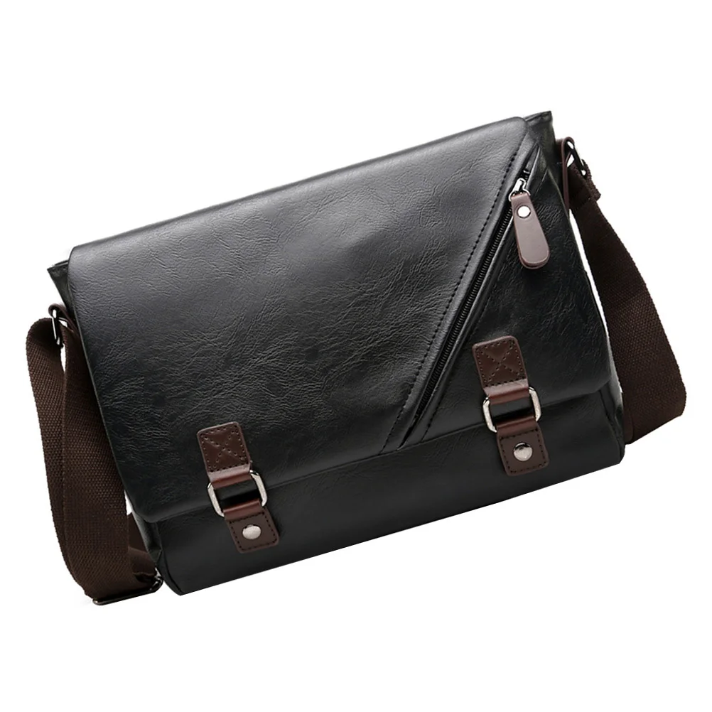 1Pcs 남자 PU 서류 가방 노트북 파일 야외 여행 사무실 사용을위한 대용량 방수 내마모성 비즈니스 숄더 백