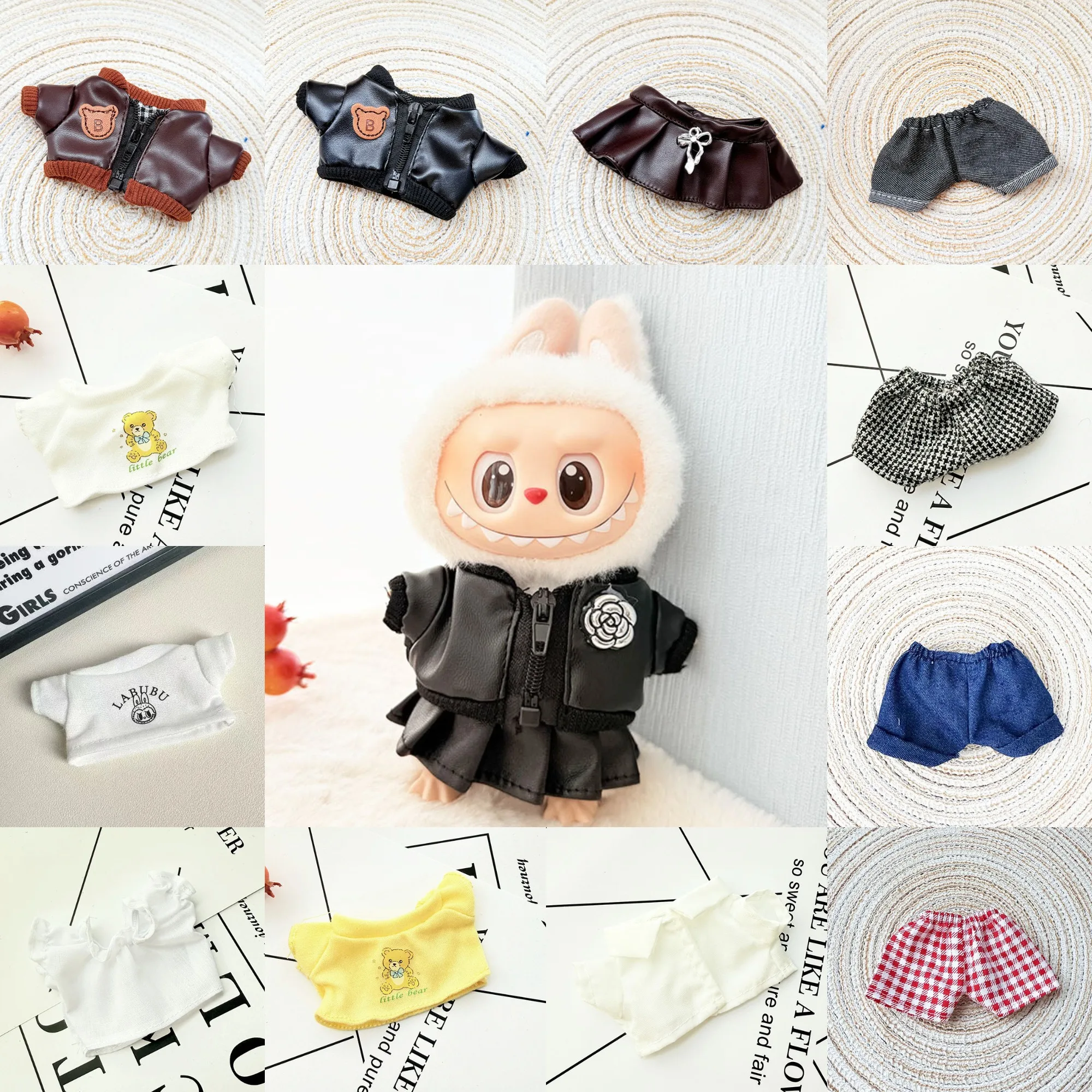 

Leather Jacket And Skirt Pants Inner Shirt Jeans Labubu Doll V1/V2/V3 Clothes Collection Accessories Fashion Toys
