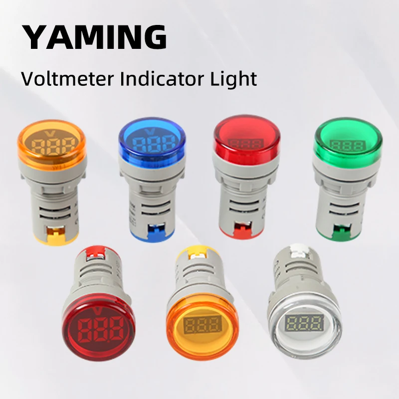 

60-500V AC Digital Voltmeter 22mm Round Volt Meter DIY Mini LED Indicator Panel Light Tester Monitor Power Pilot Lamp