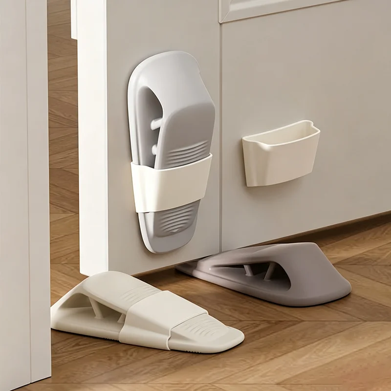 Creative Melted Ice Cream Door Stopper Set, Non Slip Door Wedge + Self Adhesive Clear Anti-Collision Bumper Pads, Home Wall Furn