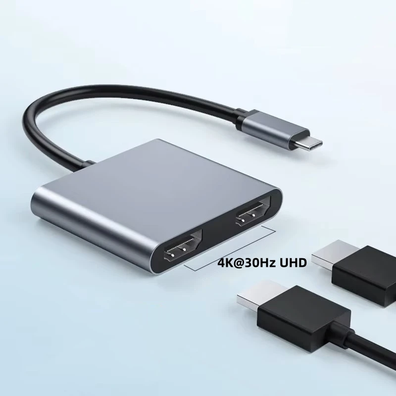 

USB C to Dual 4K@30Hz UHD Display Adapter Thunderbolt3 Type C Docking Station Two HDMI-compatible Monitor for Macbook Pro Laptop