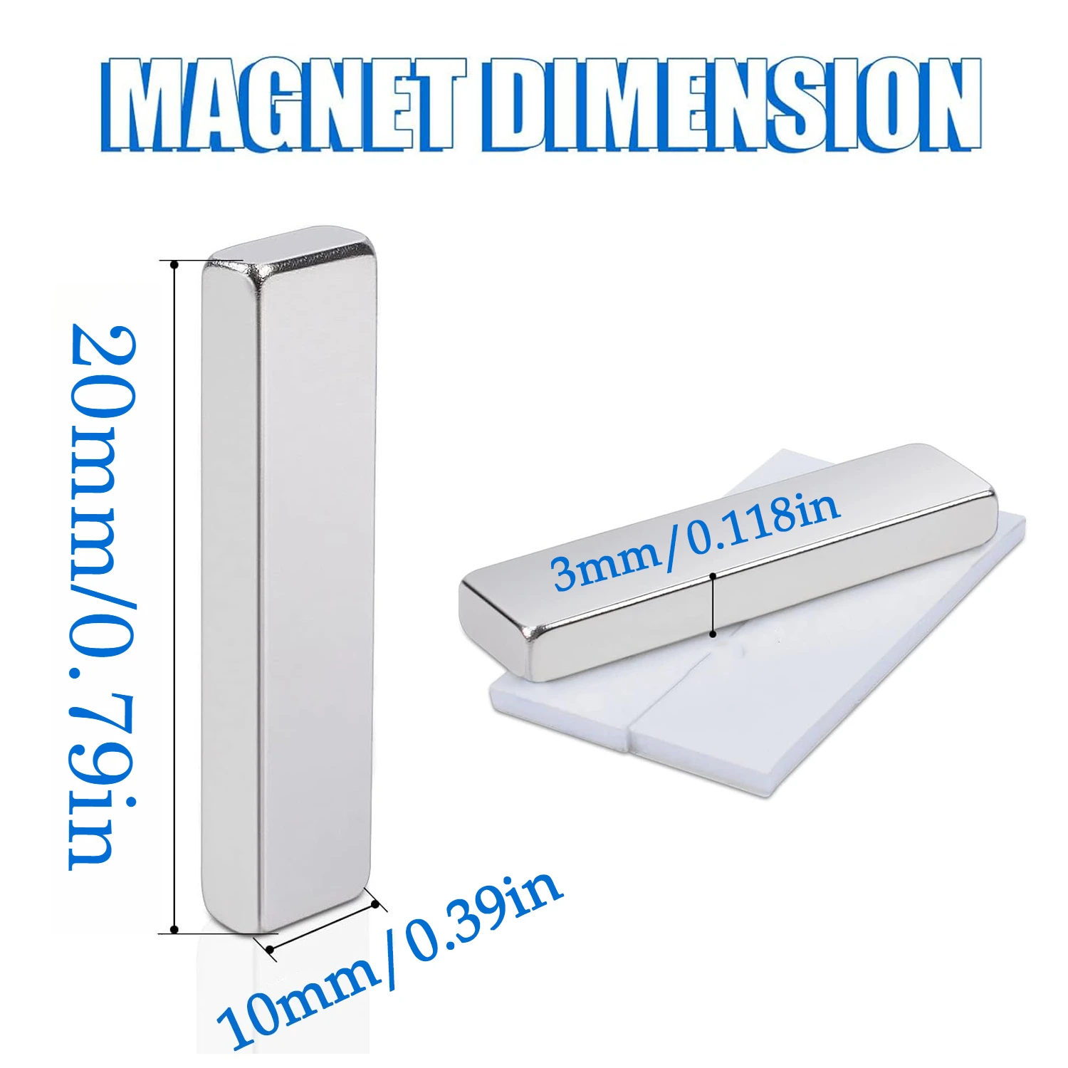 20x10x2/20x10x3mm Small Rectangular Strong Magnets, Suitable for Whiteboards, Offices, Door Frames, and Bathroom Accessories