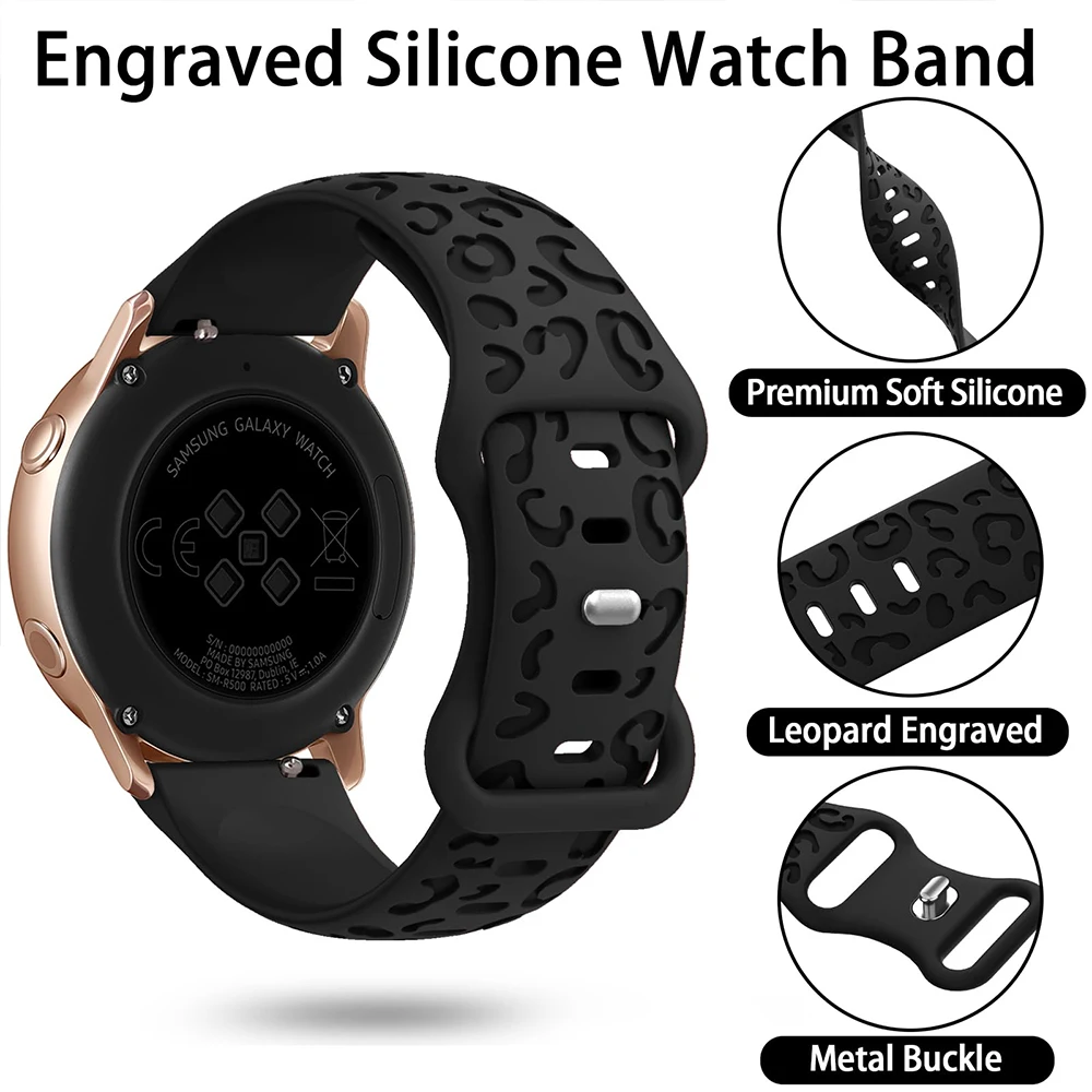 ليوبارد العصابات لساعة سامسونج جالاكسي 6/5 برو/4 الكلاسيكية سيليكون الرياضة سوار لهواوي ساعة GT 4-3-2 20 مللي متر النحت حزام