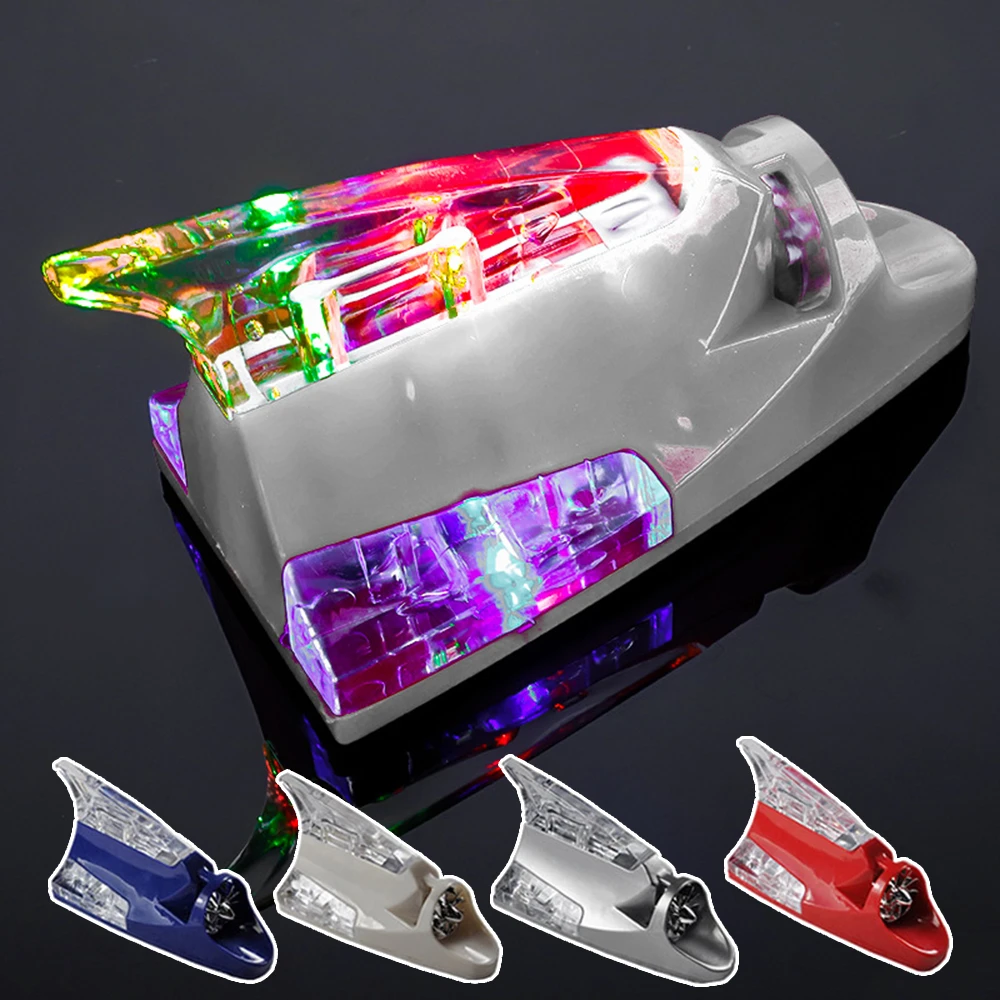 Car Roof Sticker Lights LED Shark Fin Wind Energy Power Lamp Durable Safety Light Universal Warning Signal Light Car Accessories