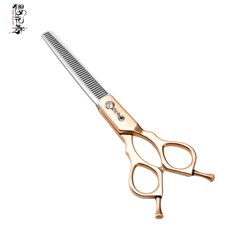 Taiwan origin gold  pet teeth scissors customized 6.8 inch  beautician's fine trimmi tool pet hairdressing scissors