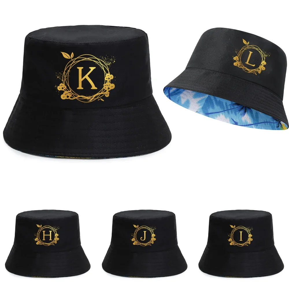 

2024 New Double-sided Fisherman Caps Women Summer UV-proof Sun Cap Men Casual Beach Fishing Hats Wreath Letter Print Bucket Hat