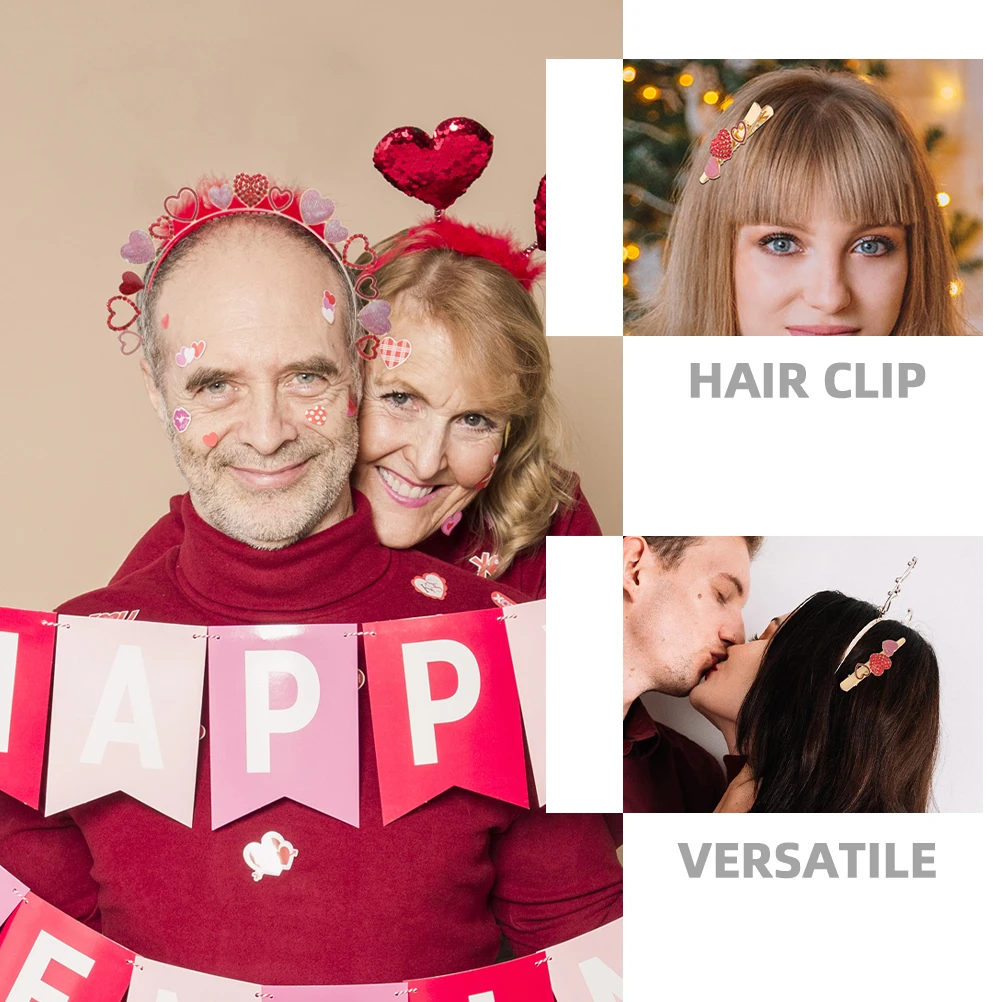 

1Set Heart Hair Accessories Set Alloy Material Valentines Day Headband Hair Clips for Everyday Casual Styling Heart Headband