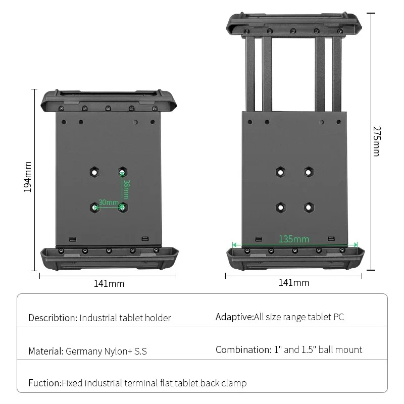 

Full Surround Protection Anti-shake with 1"-1.5" Ball Head 7" - 8" Thickened Industrial Tablet Mounts