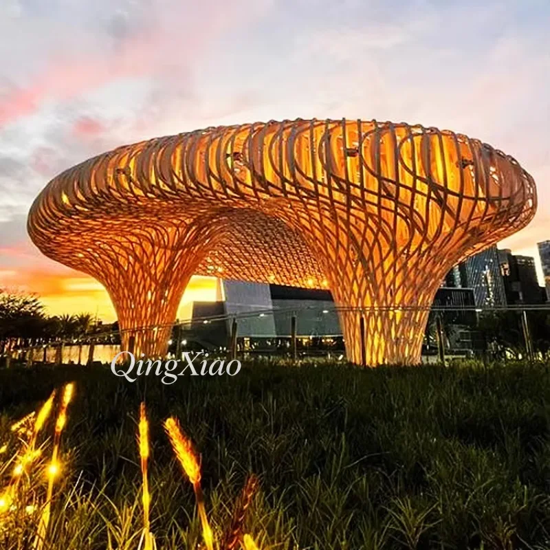 Various Night View Sculptures Modern Art Luminous Stainless Steel Sculpture Outdoor Garden And Park Stylish Exquisite Durable