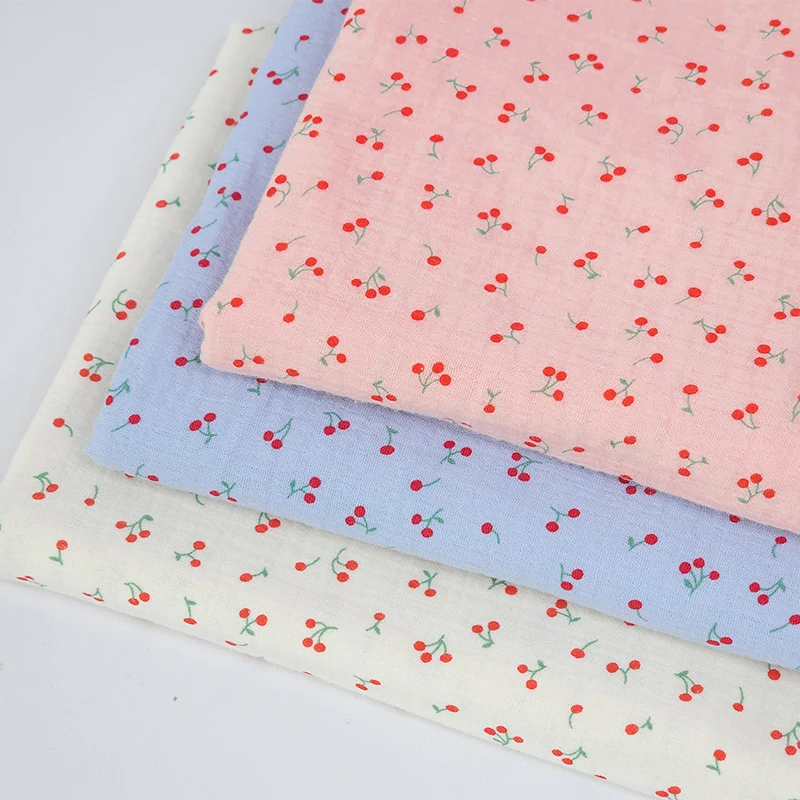 

Pure Cotton Fabric Double-layer Gauze Crepe Wrinkled Cloth 100 Cotton Baby Pajamas Bottoming Shirt Cotton Head DIY Fabric