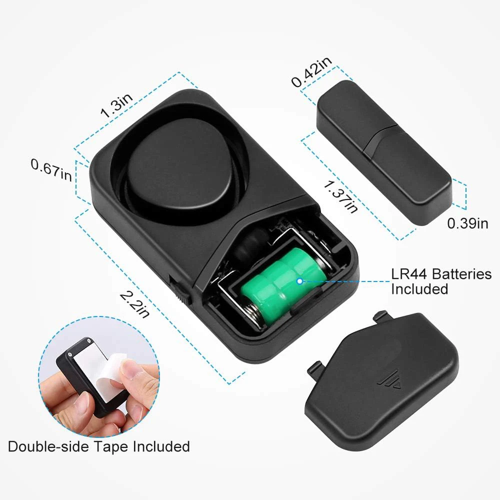 Camluxy-alarmas de puertas y ventanas 4 en 1, detectores de puerta abierta y cerrada de 110dB, alarma con Sensor magnético para el hogar, seguridad