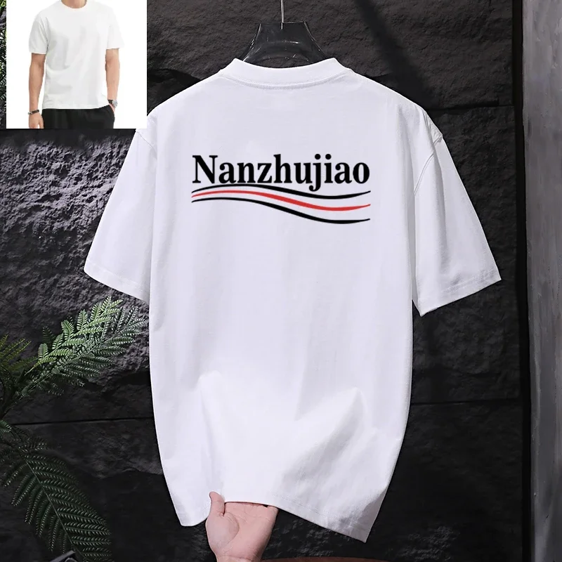 

Heavy Letter Pure Cotton Cool Men's Short-sleeved Pure Cotton Printed T-shirt Simple Trendy Lapel Men's Clothing Male Protagonis