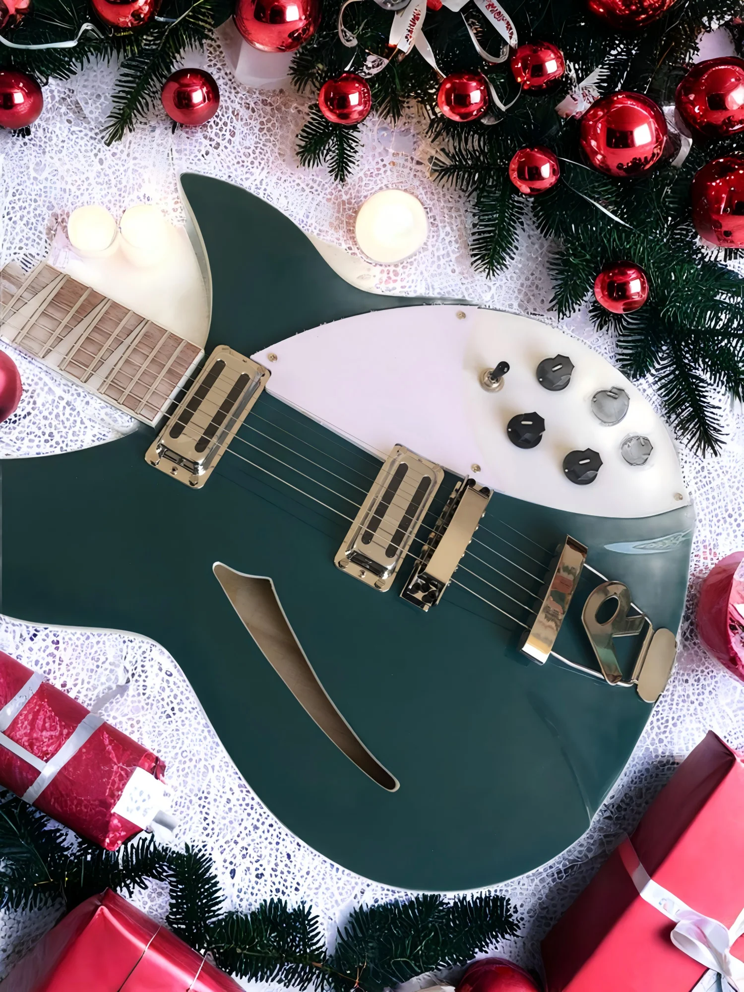 

2026 new Semi Hollow Body Guitar, High Quality, 360, 6 Strings, Dark Green, Customize, Guitarra,In Stock