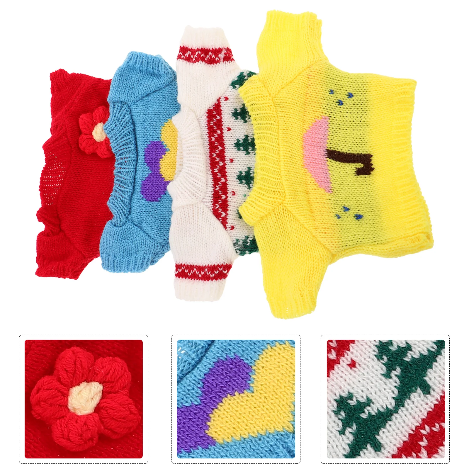 

4pcs 30Cm Bear Clothes Outfit Set Cute Christmas Sweater Diy Cotton Animal Accessories Wearable Soft Washable For Kids Gift