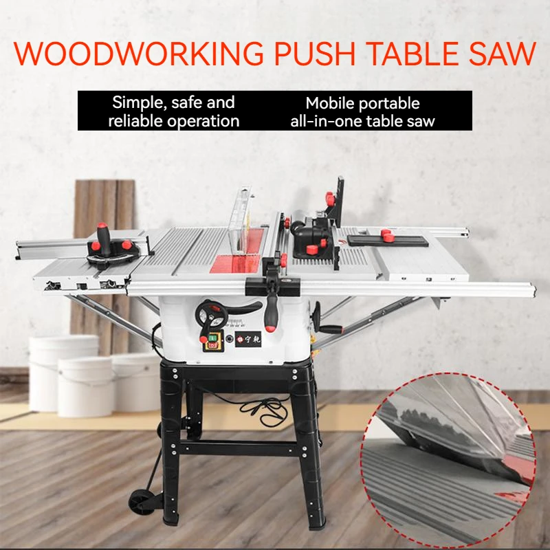 

220V 10 Inch Woodworking Table Saw Multifunctional Household Sliding Table Saw Cutting Tools Electric Saw Workbench Equipment