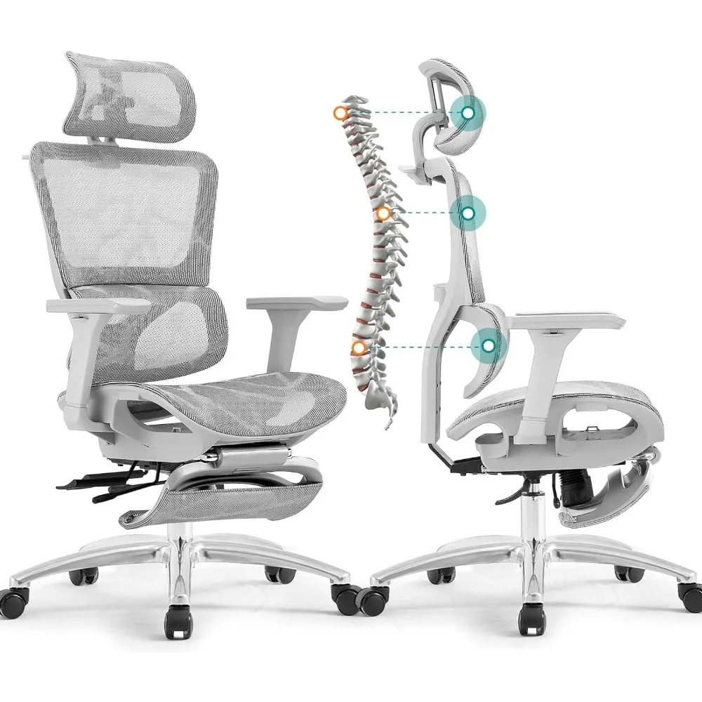 

Ergonomic Office Chair, High Back Mesh Office Chair with Adaptative Lumbar Support, 3D Adjustable Armrest & Seat Depth