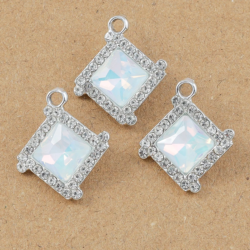 10 Stück 21*18mm Edelstein Kristall Geometrische Charms Anhänger für Schmuckherstellung Ohrringe Armband DIY Halskette Zubehör Zubehör – Detail 2