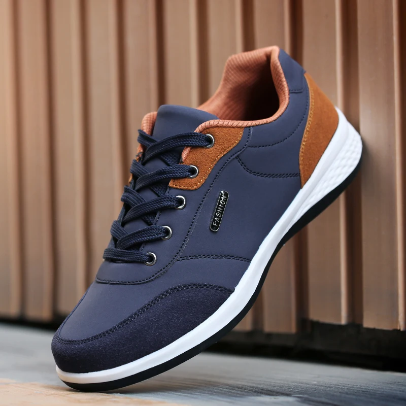 YRZL Männer Schuhe Frühling Herbst Wasserdichte Wanderschuhe Freizeit Männliche Leder Sport Schuhe Rutschfeste Schuhe Tennis für Männer