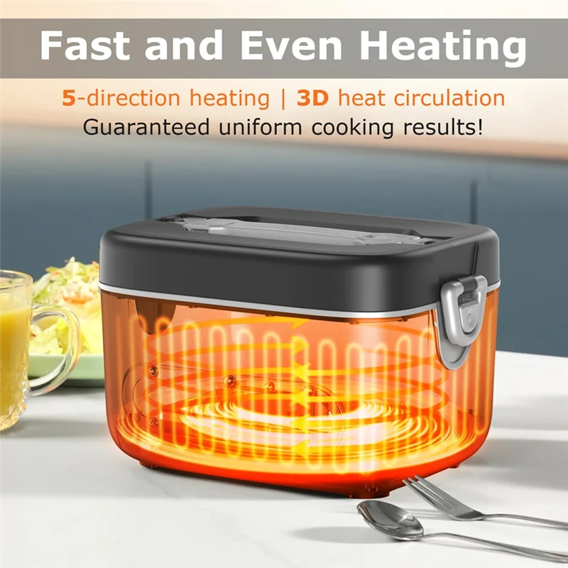 A005-무선 전기 도시락-휴대용 1.2L 음식 가열기 20000mAh 배터리 및 5면 가열, 사무실, 야외용