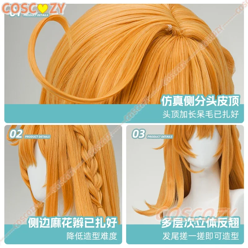 شعر مستعار كوسبلاي جينشين إمباكت اسكوفير التأثيري للنساء والفتيات شعر برتقالي طويل Ousia Fontaine لذيذ ومتميز لحفلات الهالوين