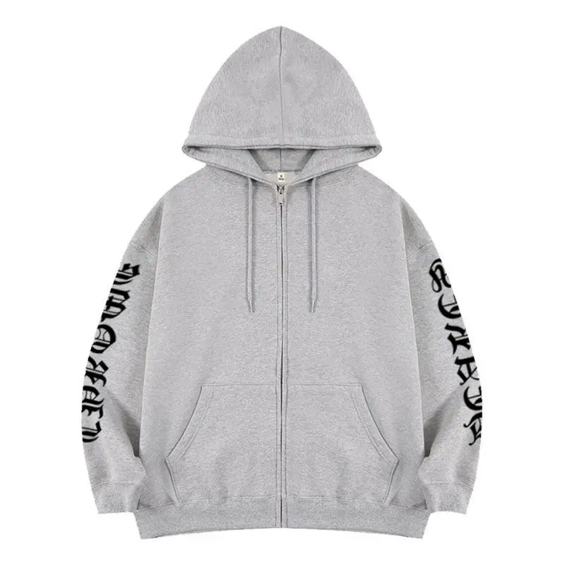 Lonely Kpop Casual Autumn Winter Letter Printe Pullover Khaki Hooded Top Coat Women Man Tian Guozheng Reflective Gray Y2k Hoodie