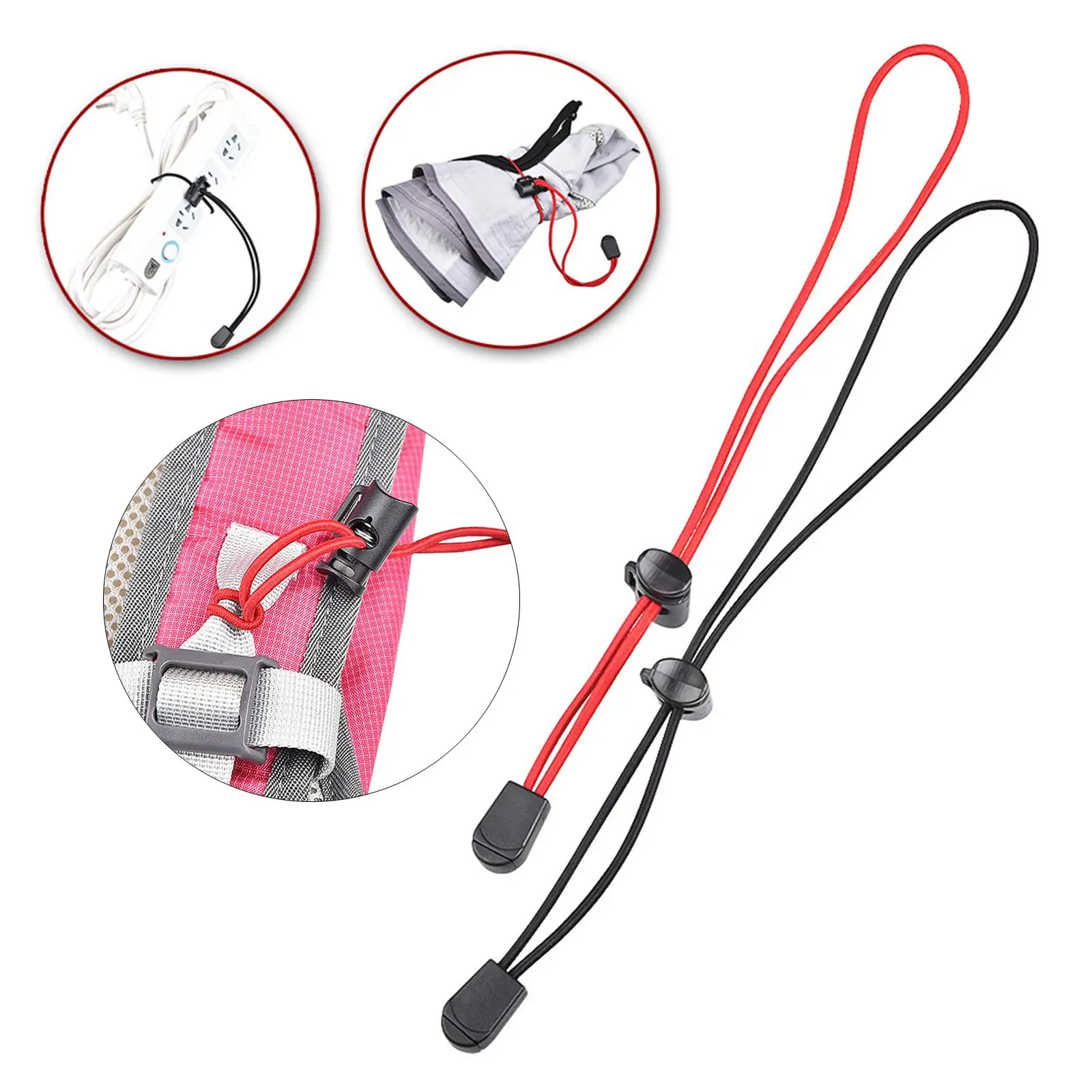 Cordon élastique durable de 26cm, 2 pièces, pour la randonnée et l'alpinisme, fixation par verrouillage