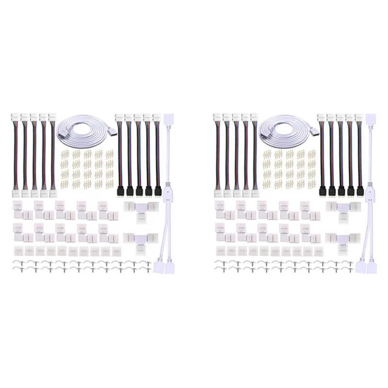 

AS94-2X LED Strip Connector Kit For 5050 10Mm 4Pin RGB LED Strip,2 Way Splitter,DIY Accessories For RGB LED Strip Connection