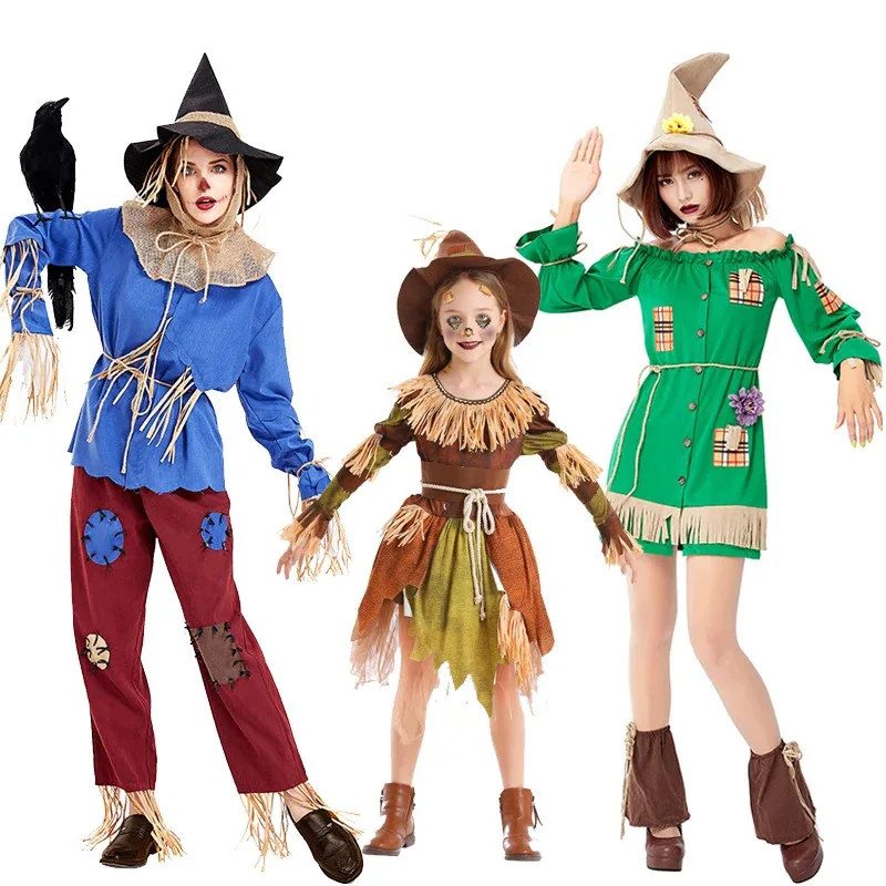 هالوين معالج أوز اليقطين التصحيح الفزاعة الاطفال الكبار النساء تأثيري حلي السيرك فستان كرنفال حفلة Bogy ازياء bkkg1