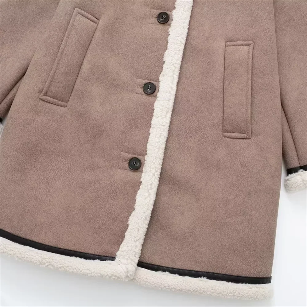 Fur and fur integrated medium long coat with thick velvet for winter women's temperament cotton coat windbreaker jacket