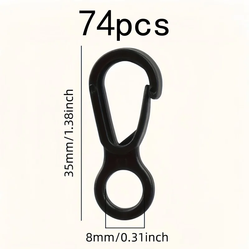 74 pcs Quick Release Snap Hooks, Durable, for Hanging Camping Lights, Keys and Small Items, Easy to Install