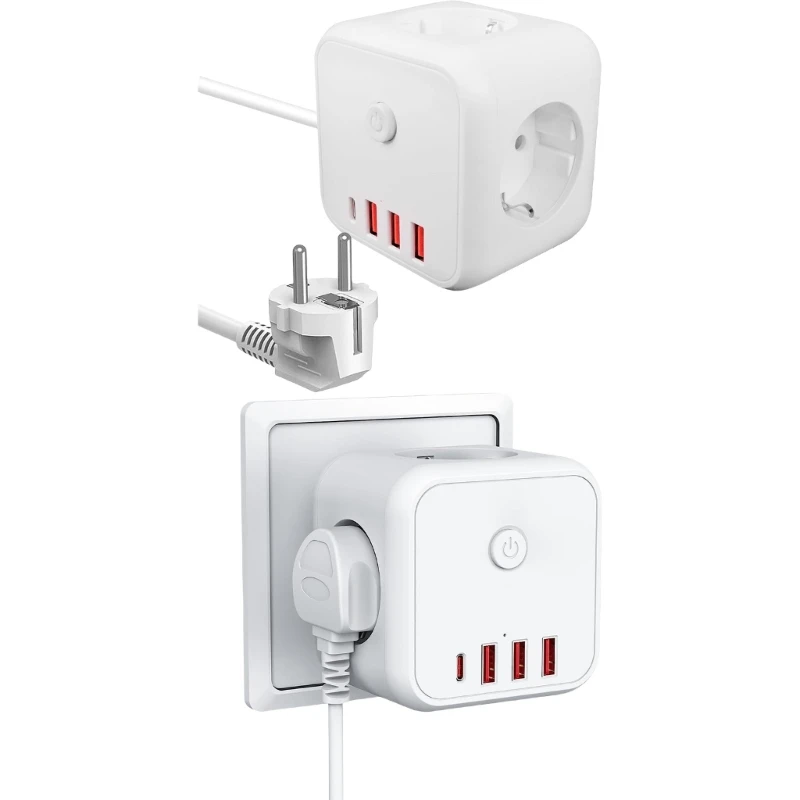 

Safe Cube Power Strips with Heat Resistance Wall Plugs Plastic for Household Use